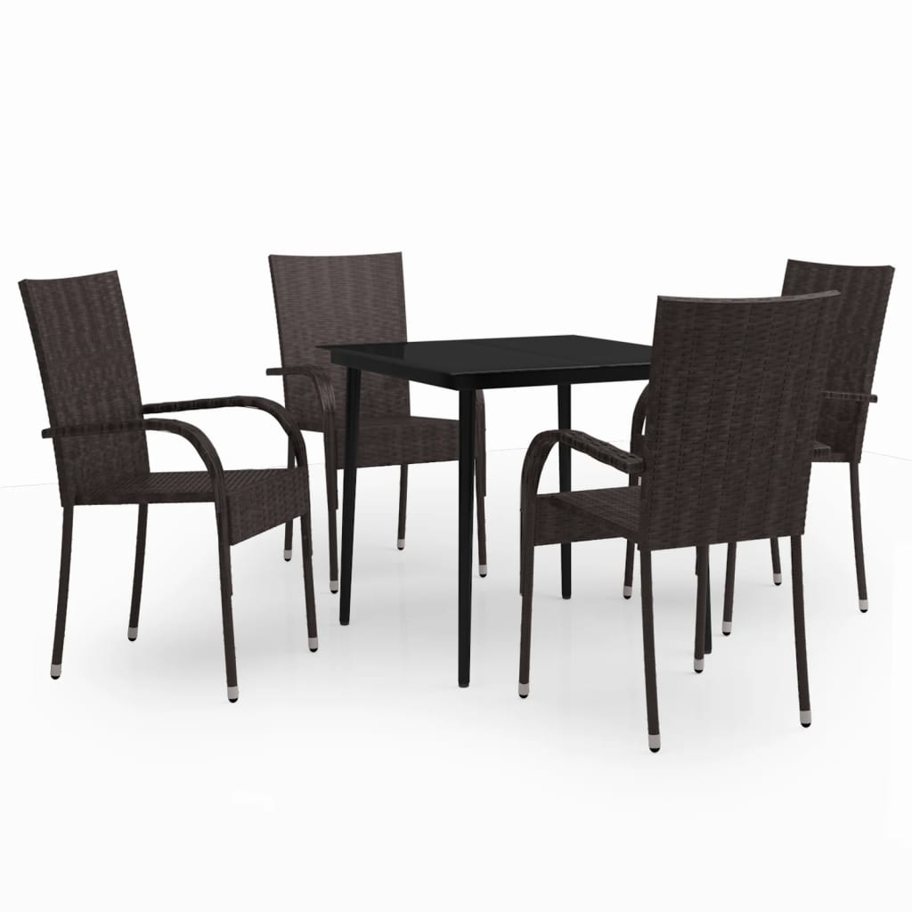 Set da Pranzo per Giardino 5 pz Marrone e Nero cod mxl 46906