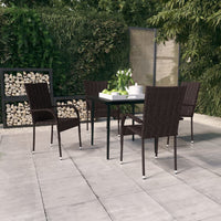 Set da Pranzo per Giardino 5 pz Marrone e Nero cod mxl 46906
