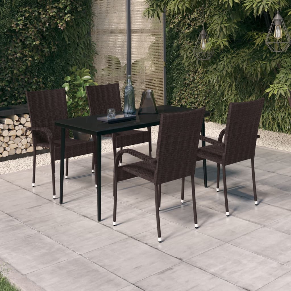 Set da Pranzo da Giardino 5 pz Marrone e Nero cod mxl 51984