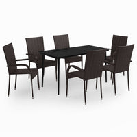 Set da Pranzo da Giardino 7 pz Marrone e Nero cod mxl 43824