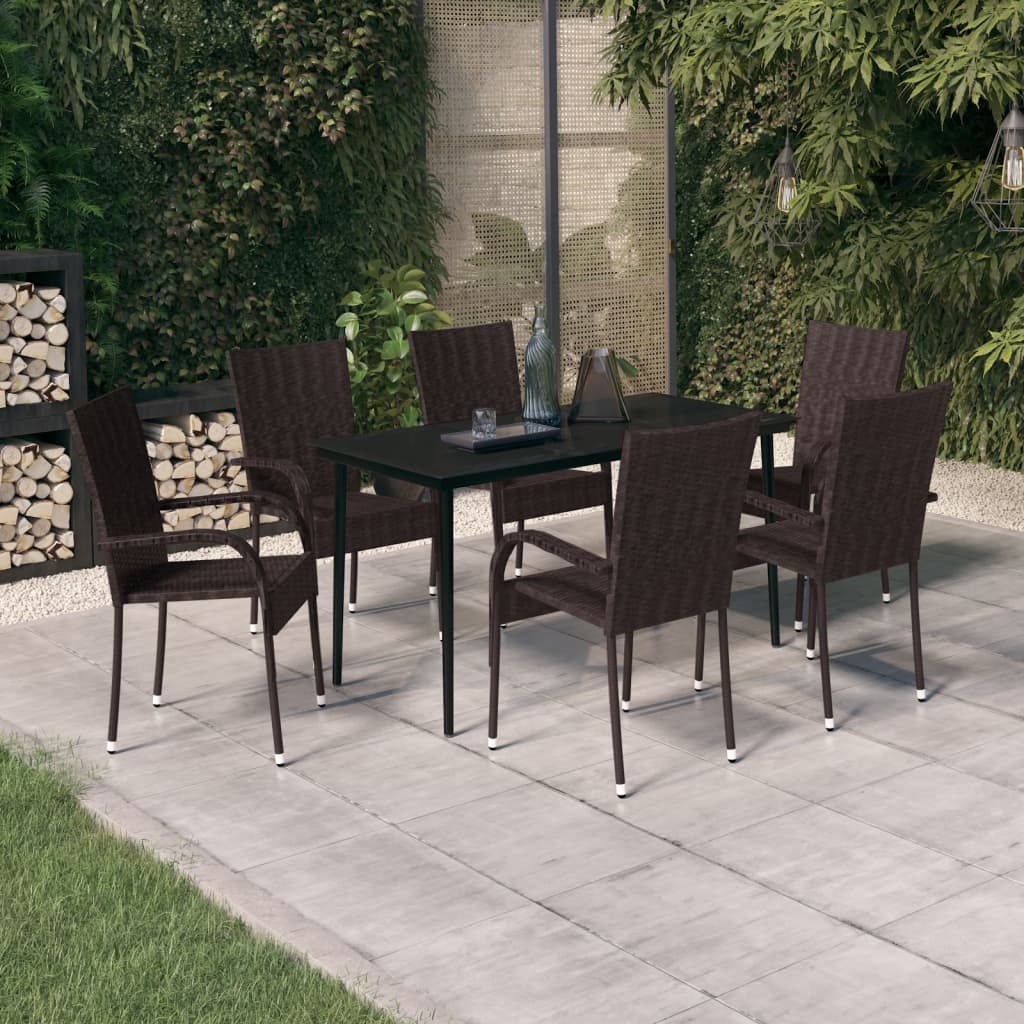 Set da Pranzo da Giardino 7 pz Marrone e Nero cod mxl 43824