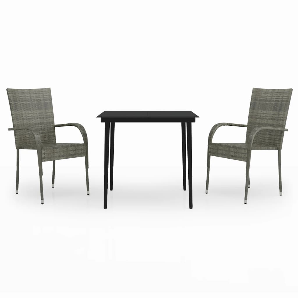 Set da Pranzo da Giardino 3 pz Grigio e Nero 3099407