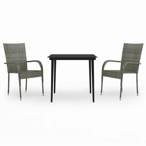 Set da Pranzo da Giardino 3 pz Grigio e Nero 3099407