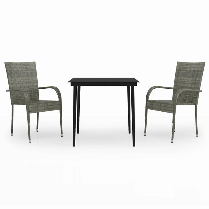 Set da Pranzo da Giardino 3 pz Grigio e Nero 3099407