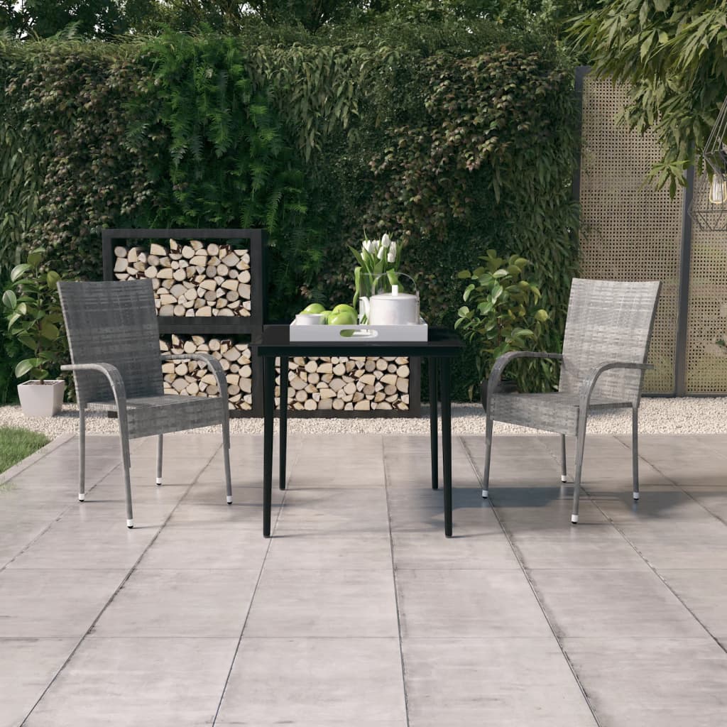 Set da Pranzo da Giardino 3 pz Grigio e Nero 3099407