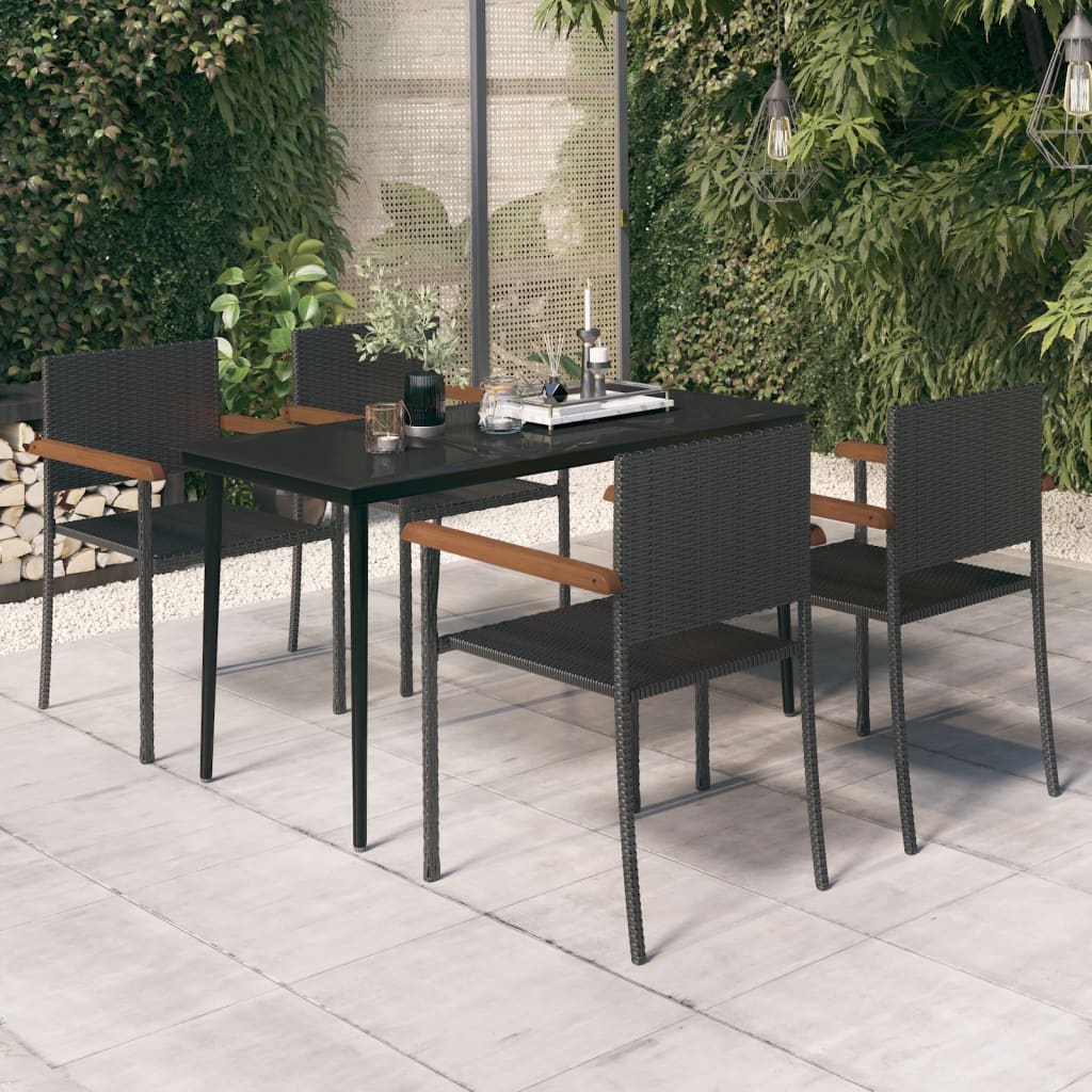 Set Mobili da Pranzo per Giardino 5 pz Nero cod mxl 41192