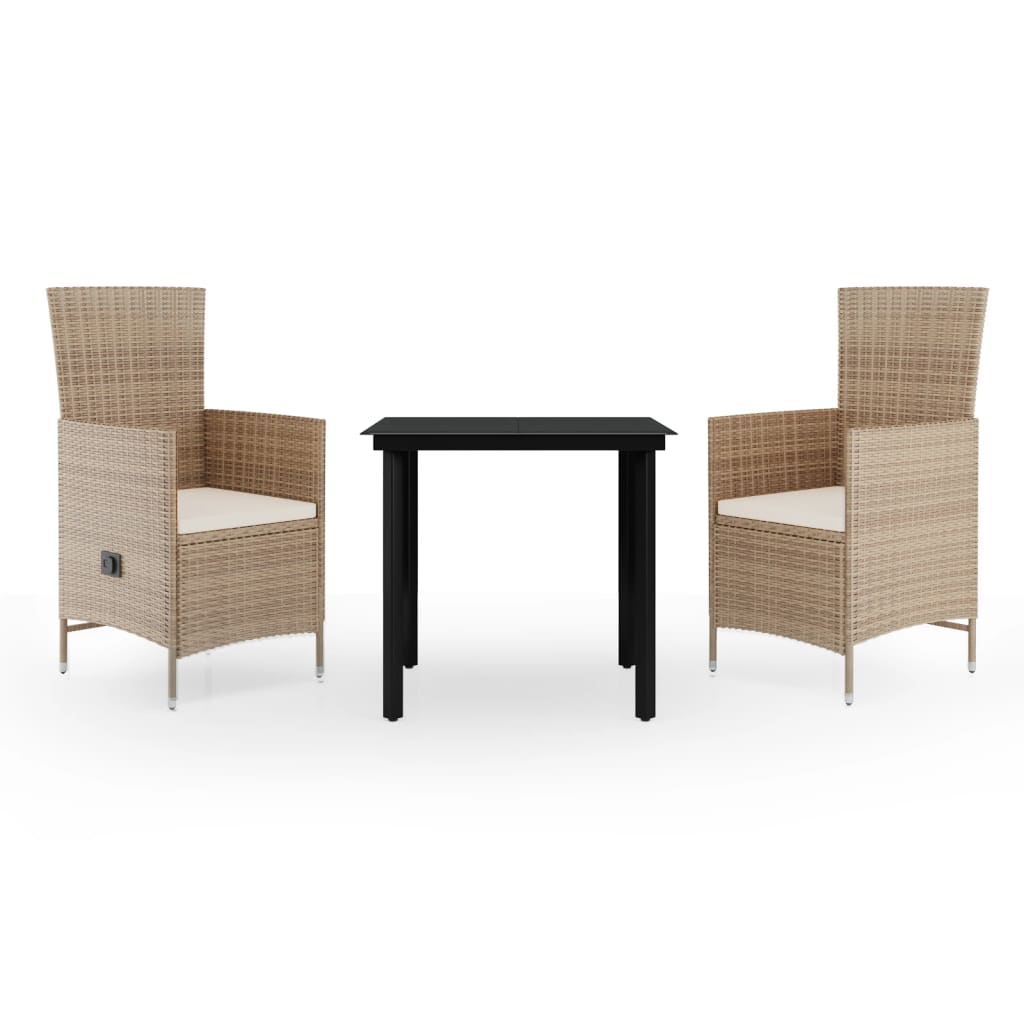 Set da Pranzo da Giardino Beige 3 pz con Cuscini cod mxl 39836