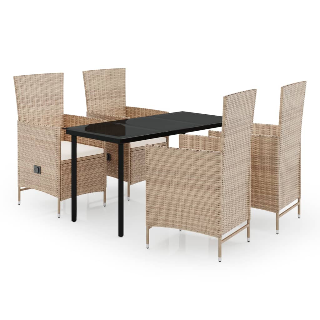 Set da Pranzo da Giardino 5 pz con Cuscini Beige 3099439