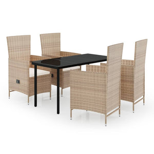 Set da Pranzo da Giardino 5 pz con Cuscini Beige 3099439