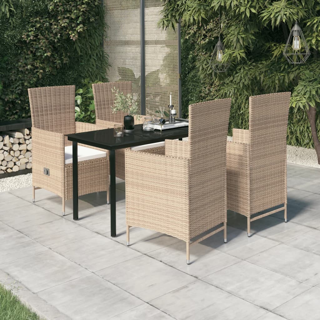Set da Pranzo da Giardino 5 pz con Cuscini Beige 3099439