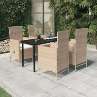 Set da Pranzo da Giardino 5 pz con Cuscini Beige 3099439