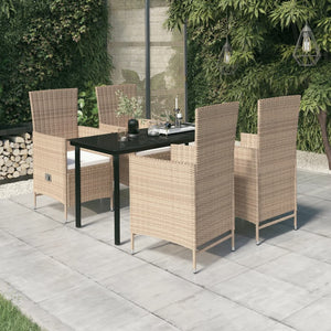 Set da Pranzo da Giardino 5 pz con Cuscini Beige 3099439