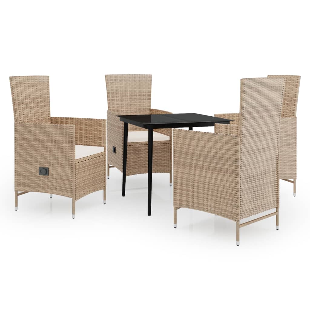 Set da Pranzo da Giardino 5 pz con Cuscini Beige 3099456
