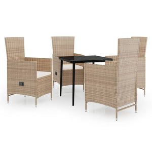 Set da Pranzo da Giardino 5 pz con Cuscini Beige 3099456