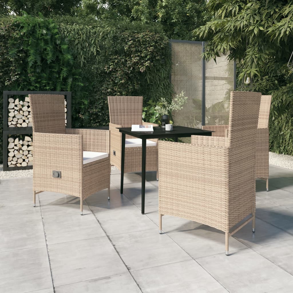 Set da Pranzo da Giardino 5 pz con Cuscini Beige 3099456