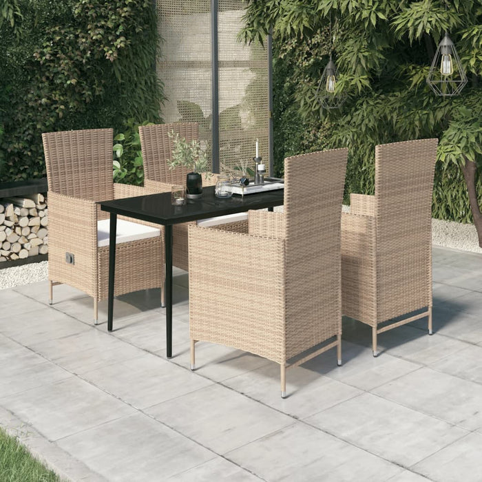 Set da Pranzo per Giardino 5 pz con Cuscini Beige cod mxl 38749