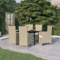 Set da Pranzo da Giardino 7 pz con Cuscini Beige 3099465