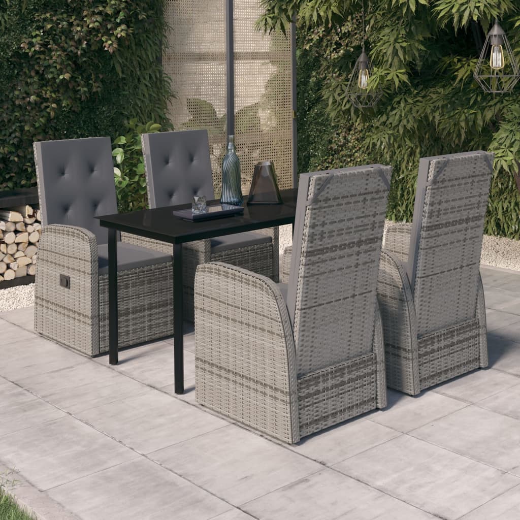 Set da Pranzo da Giardino 5 pz con Cuscini Grigio 3099475