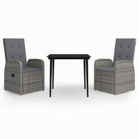 Set da Pranzo da Giardino 3 pz con Cuscini Grigio 3099485
