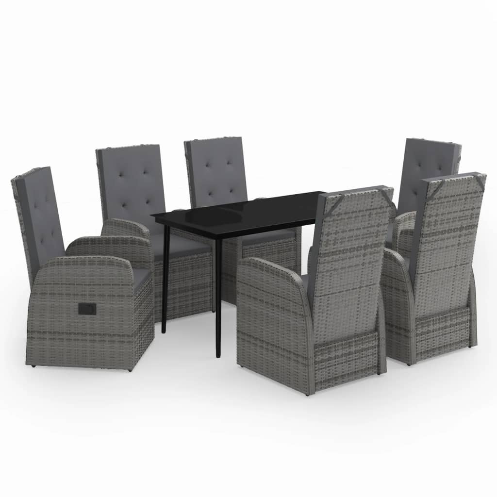 Set Mobili da Pranzo da Giardino con Cuscini 7 pz Grigio cod mxl 38754