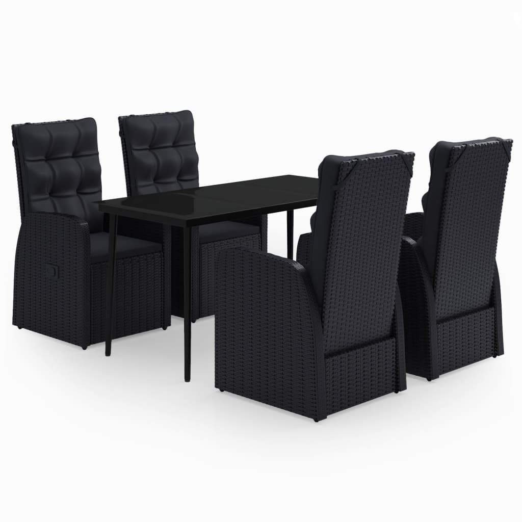 Set da Pranzo da Giardino 5 pz con Cuscini Nero cod mxl 43748