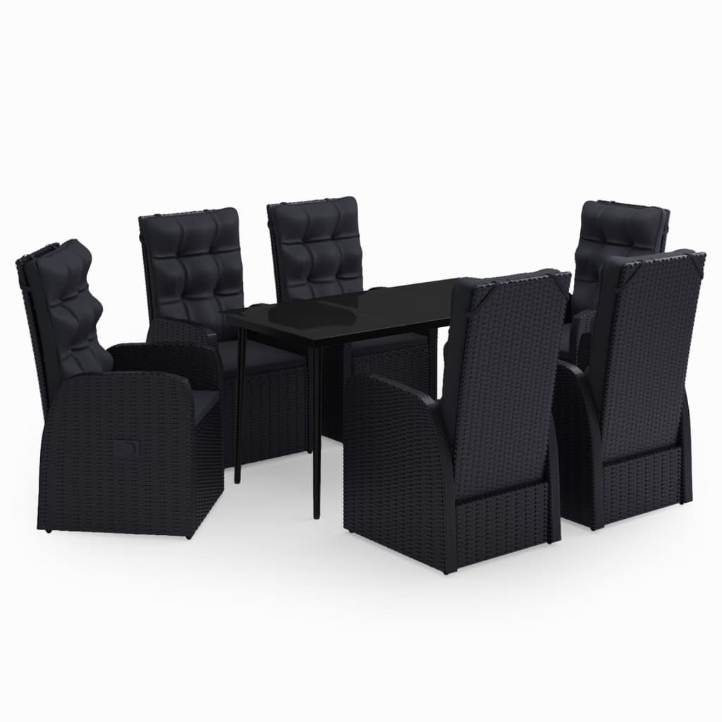 Set da Pranzo da Giardino 7 pz con Cuscini Nero cod mxl 52024