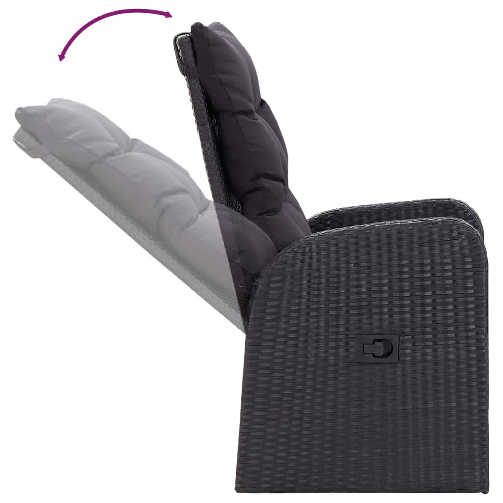 Set Mobili da Pranzo per Giardino 7 pz con Cuscini Nero cod mxl 43778