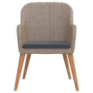 Set da Pranzo per Giardino 5 pz con Cuscini Marrone cod mxl 52005