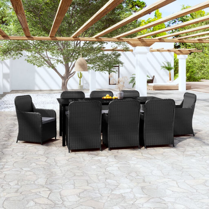 Set Mobili da Pranzo da Giardino 9 pz con Cuscini Nero cod mxl 38763