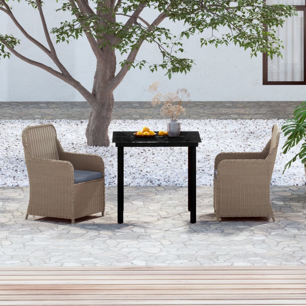 Set da Pranzo da Giardino 3 pz con Cuscini Marrone 3099535