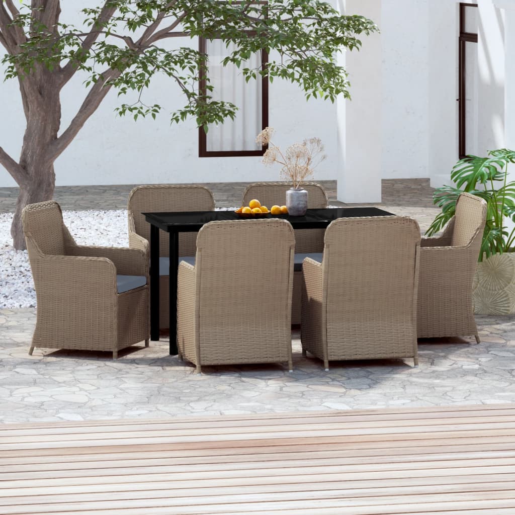 Set da Pranzo da Giardino 7 pz con Cuscini Marrone 3099538