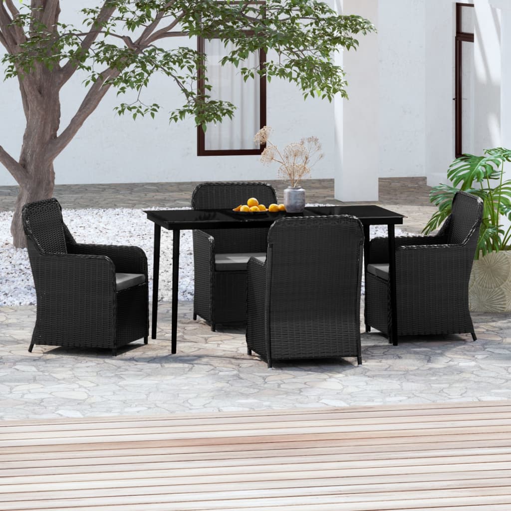 Set da Pranzo per Giardino 5 pz con Cuscini Nero cod mxl 43785