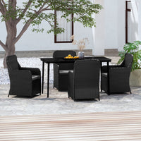 Set da Pranzo per Giardino 5 pz con Cuscini Nero cod mxl 43785