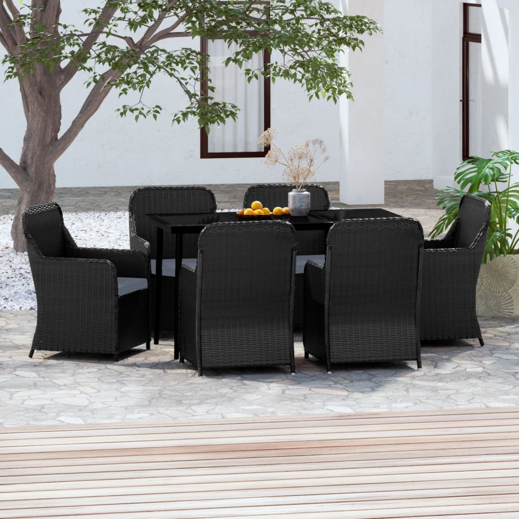 Set Mobili da Pranzo per Giardino 7 pz con Cuscini Nero cod mxl 42161