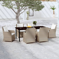 Set Mobili da Pranzo per Giardino 7 pz Marrone cod mxl 41399