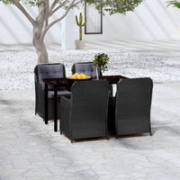 Set Mobili da Pranzo per Giardino 5 pz Nero cod mxl 38770