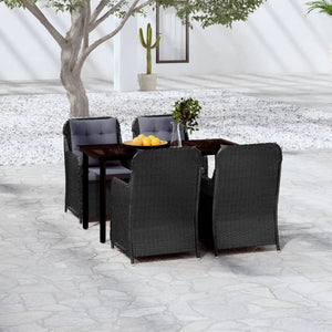 Set Mobili da Pranzo per Giardino 5 pz Nero cod mxl 38770