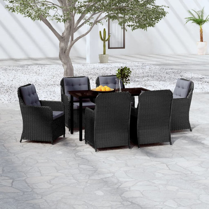 Set Mobili da Pranzo per Giardino 7 pz Nero cod mxl 38771