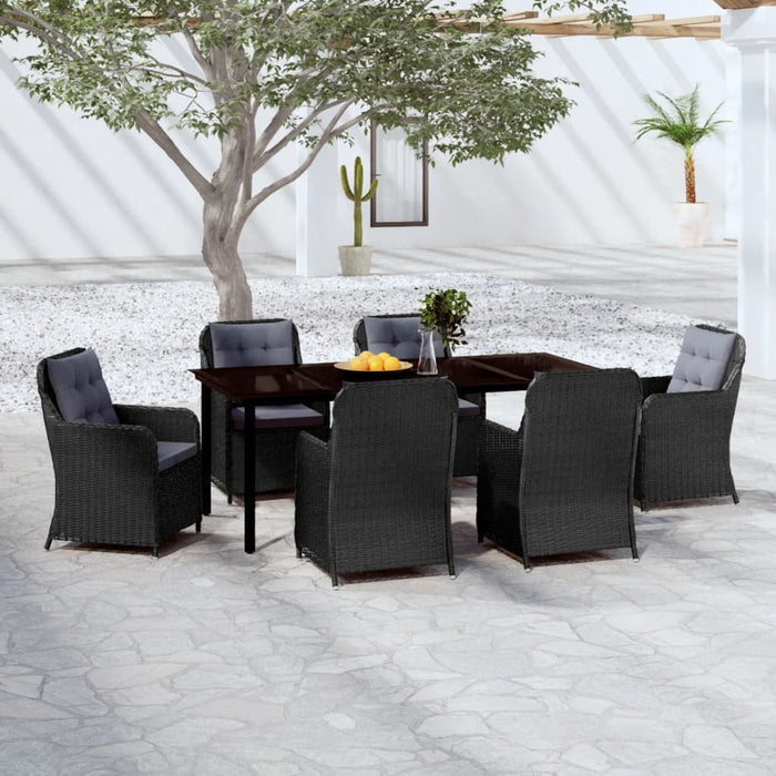 Set Mobili da Pranzo per Giardino 7 pz Nero cod mxl 38772
