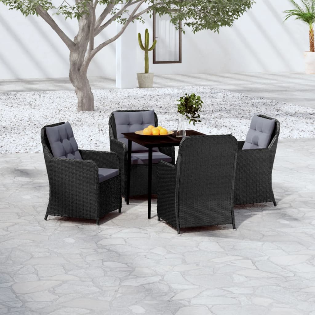 Set da Pranzo da Giardino 5 pz Nero 3099572
