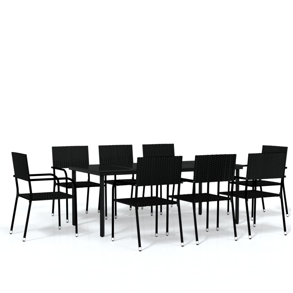 Set Mobili da Pranzo da Giardino 9 pz Nero 3099582