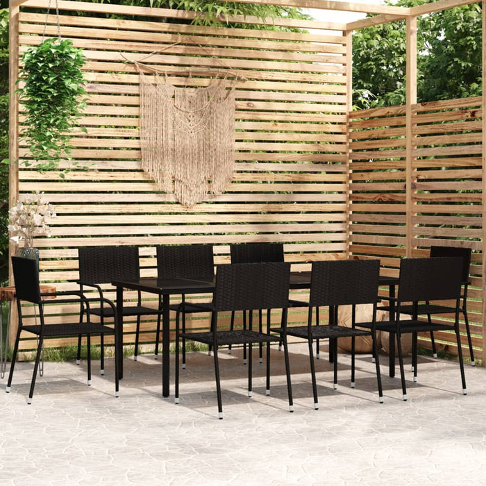 Set Mobili da Pranzo da Giardino 9 pz Nero 3099582