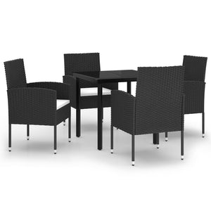 Set Mobili da Pranzo per Giardino 5 pz Nero cod mxl 39847