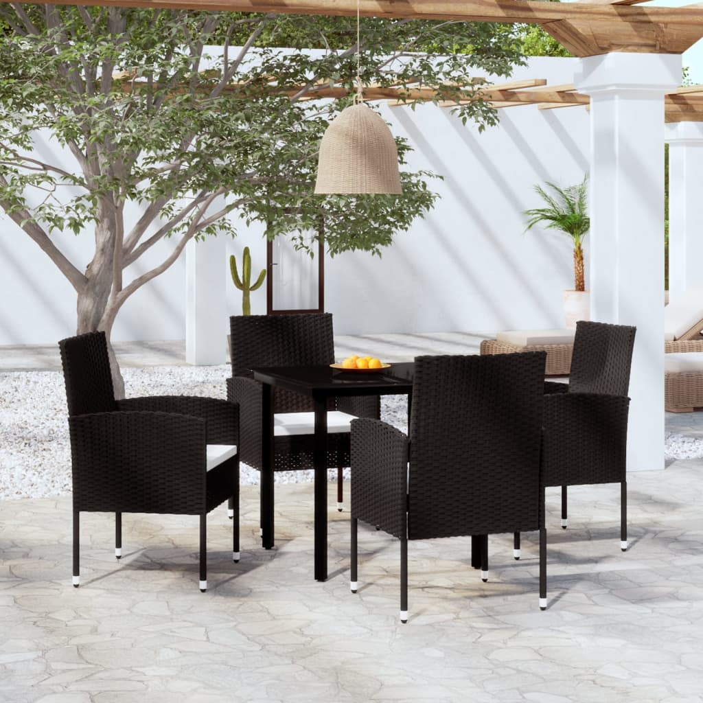 Set Mobili da Pranzo per Giardino 5 pz Nero cod mxl 39847