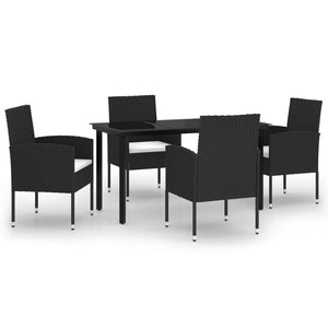 Set Mobili da Pranzo per Giardino 5 pz Nero cod mxl 41519