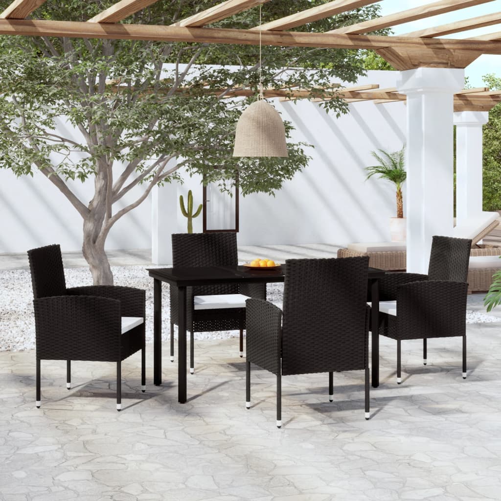 Set Mobili da Pranzo per Giardino 5 pz Nero cod mxl 41519