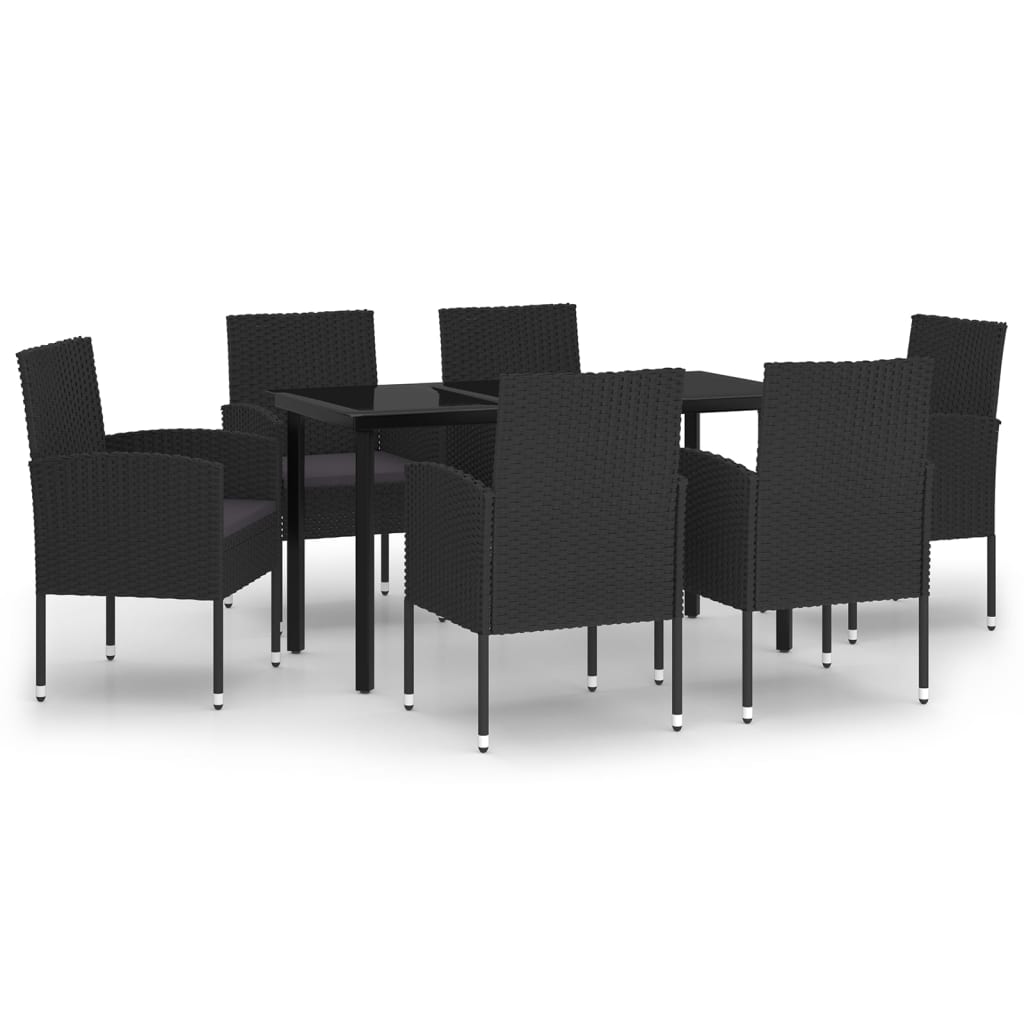 Set Mobili da Pranzo per Giardino 7 pz Nero cod mxl 39377