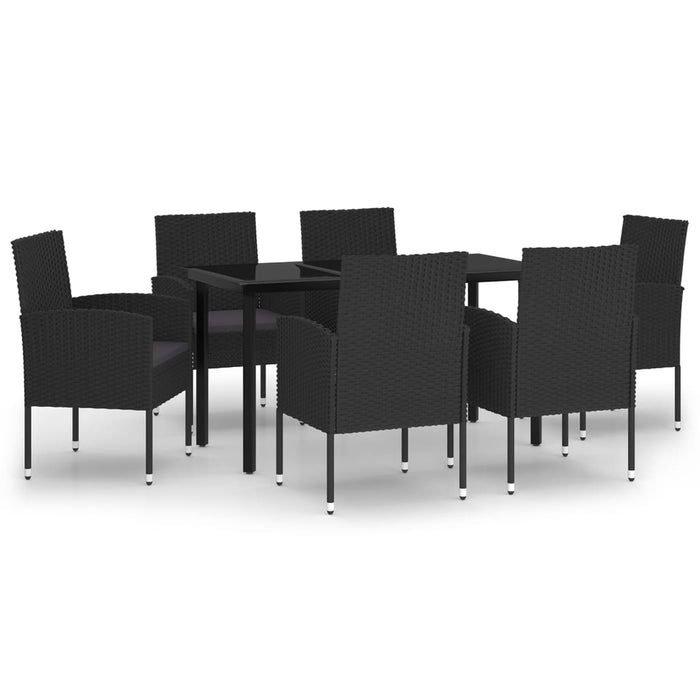 Set Mobili da Pranzo per Giardino 7 pz Nero cod mxl 39377