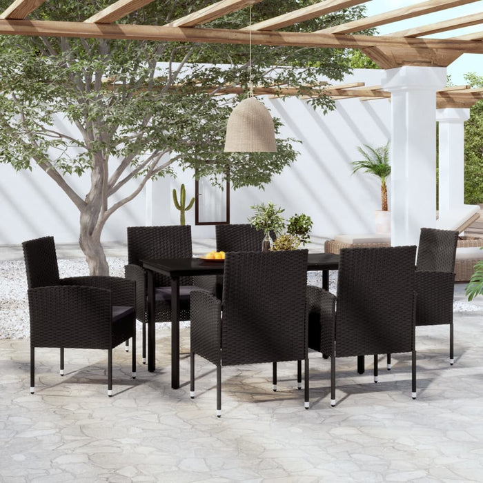 Set Mobili da Pranzo per Giardino 7 pz Nero cod mxl 39377