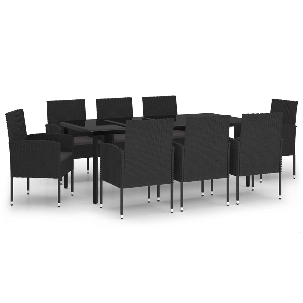 Set Mobili da Pranzo per Giardino 9 pz Nero cod mxl 39571
